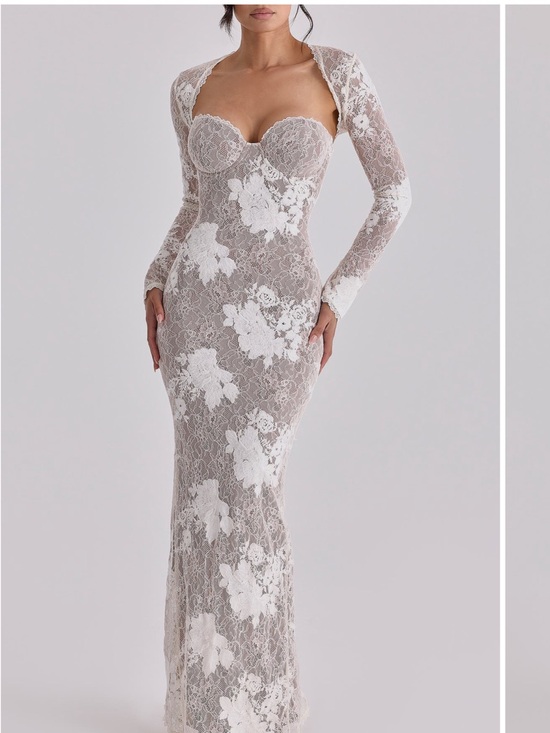 House of CB Dresses & Skirts - House of CB Ivory and Nude Long Sleeve Lace Mermaid Gown